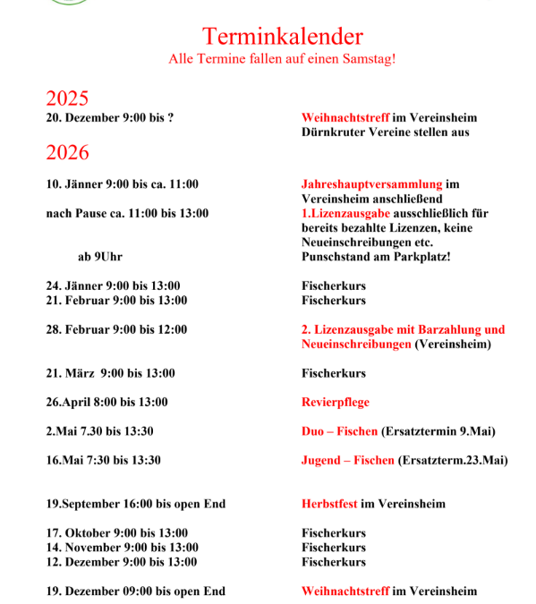 Terminkalender 2026